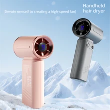 Akane 便携式手持风扇，可调速（1-9），迷你风扇，带3000mAh可充电电池，金属机身，数字显示，适合女性/男性，旅行/露营/户外礼物，棕色 - 彩色 - 查看 2