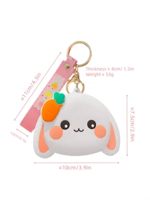 1PC Zippered Silicone Coin Purse, Cute Radish Rabbit Shape,The Mini Bag With Keychain Can Be Used To Store Coins, Earphones And Other Small Items