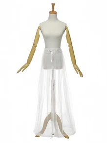 1pc Women White Bridal Companion Dress Underskirt, Restroom Helper For Hanfu, Wedding Gown, Petticoat, Creative Underskirt Suitable For Wedding, Party, Cosplay And Other Formal Events