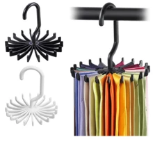 Multi-Layer White Scarf Holder Round 360-Degree Rotating Plastic Tie Rack Organizer - Multicolor - View 2
