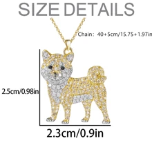 1 pièce Pendentif collier en alliage de zinc avec adorable Corgi, bijou de chien de compagnie en strass brillants, cadeau parfait pour les amateurs de chiens pour la Saint-Valentin, Noël, anniversaire