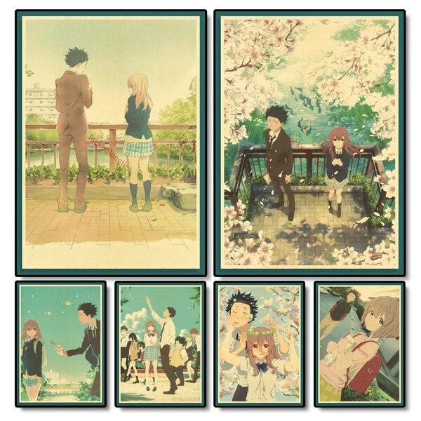 1 pieza/3 piezas Pósteres de arte de pared con opción de marco Arte anime vintage Póster de forma de sonido Decoración de hogar retro Pintura de la vida Pintura regalo Cafetería Arte de lienzo sin marco/enmarcado