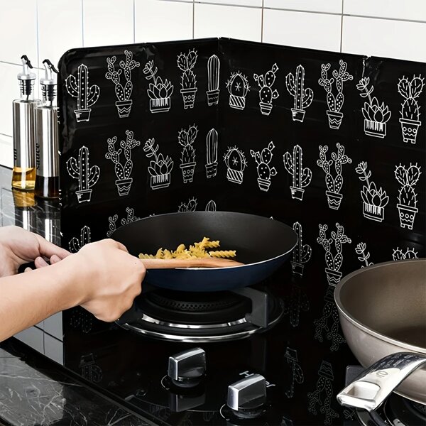 1pc High-Temperature Aluminum Kitchen Splash Guard, Leak-Proof Spray Board For Gas Stove, Home, RV And Camping Cookware | Splashing Screen | Foldable Panel