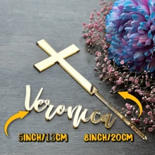 1pc Custom Cake Topper Personalized Name Cake, Charm Acrylic Cross Topper Christening Cake Topper, Custom Name First Holy Baptism Decor,Multi-Functional,Durable,Ornamental,Reusable,Exquisite,Stylish,High-Quality,Colorful,Modern,Custom,Personalized,Unique,Ideal Gifts For Him,Ideal Gifts For Her,Boyfriend,Dad,Girlfriend,Mom,Family,Friends,Tea Room,Home,Garden,Office,Home Decor,Home Decor