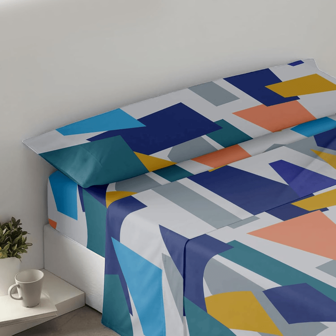 CASA SOFIA Juego de Sábanas de 4 Piezas – Sábanas Estampadas Cómodas – Transpirable Tejido Microfibra de Poliester