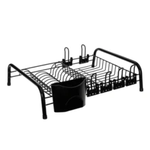 Organizador Escorredor De Louça Para Cozinha Pratos E Talheres Plastico E Metal Preto - Preto - Visão 3