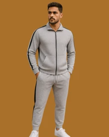 Calça de Moletom Masculino Esportivo Bolsos e Punho Listrado Bloco de cores Casual Zíper  Bolso