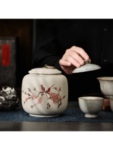 1 件复古密封零食储物罐，适合家用，中式复古茶壶，陶瓷材质，非常适合餐桌和办公室装饰，送给爸爸的礼物，茶叶储物罐返校 - 彩色 - 查看 12