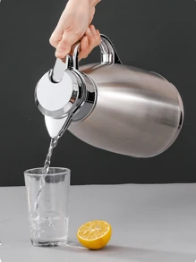 1pc Stainless Steel Vacuum Insulated Bottle, Double Wall Water Kettle, Home & Kitchen Coffee Pot, 2.3L Back To School