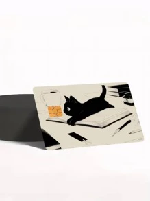 1pc Cartoon Cat Reading Book Creative Card Sticker, PVC Fingerprint-Resistant Credit Card Skin Cover, Suitable For Transportation Card, Student ID, Debit Card, Bank Card, Credit Card DIY Decoration