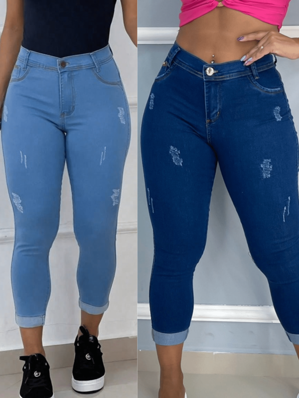 kit 2 Calças jeans feminina capri com lycra DIA DAS MÃES