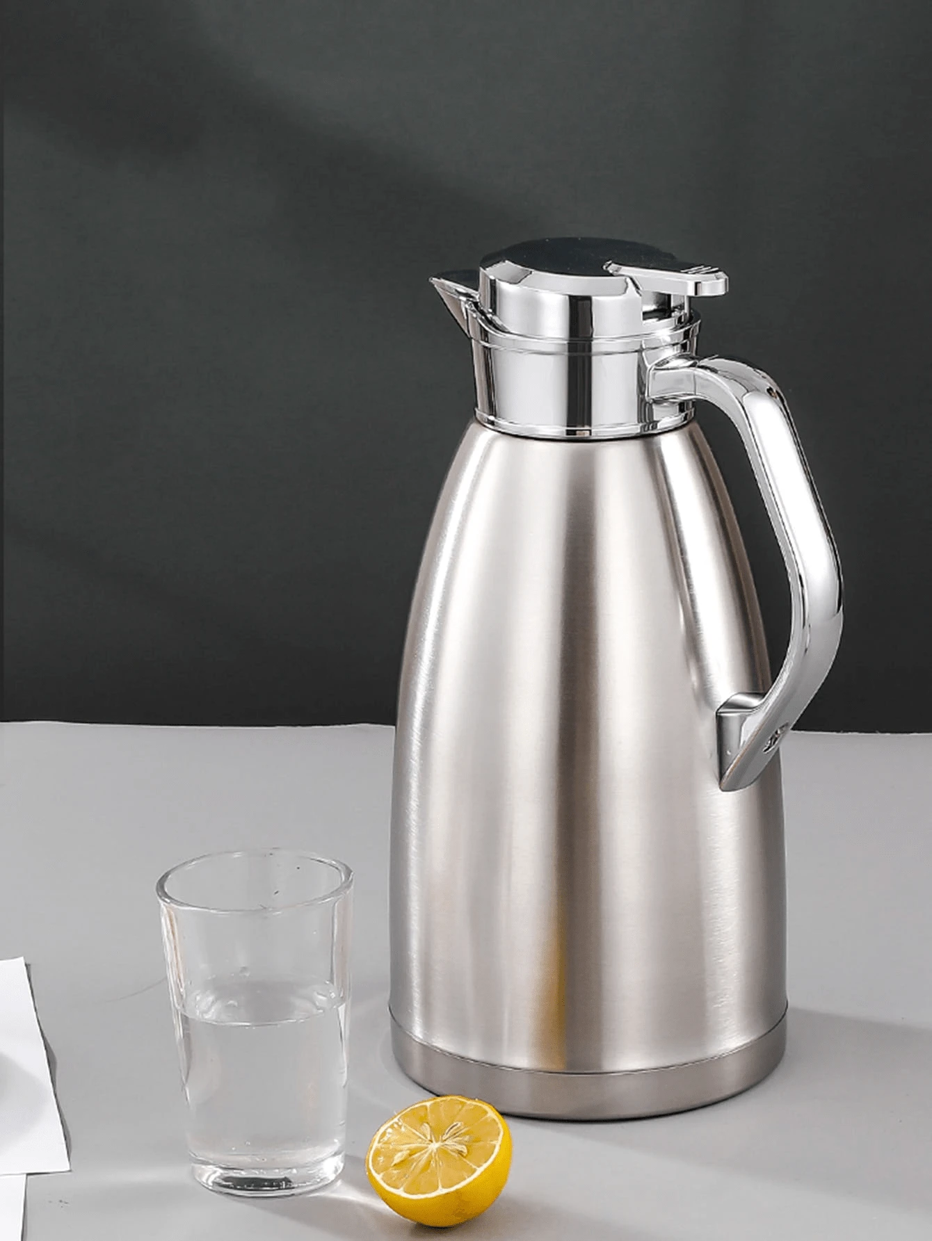 1pc Stainless Steel Vacuum Insulated Bottle, Double Wall Water Kettle, Home & Kitchen Coffee Pot, 2.3L Back To School