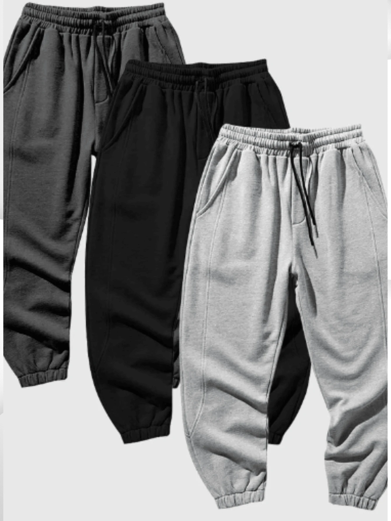 Kit 3 Thick Men's Sweatpants - Comfort And Style With Cuff - 紅白色 - 查看 1