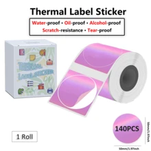 Holographic Silver/Gold/Purple Thermal Labels Paper For Phomemo M110 M200 M220 M221,50x50MM Round&Square,Waterproof Self-Adhesive Mini Printer Laser Stickers For DIY Glitter Labels/Thanks Card - Multicolor - View 10