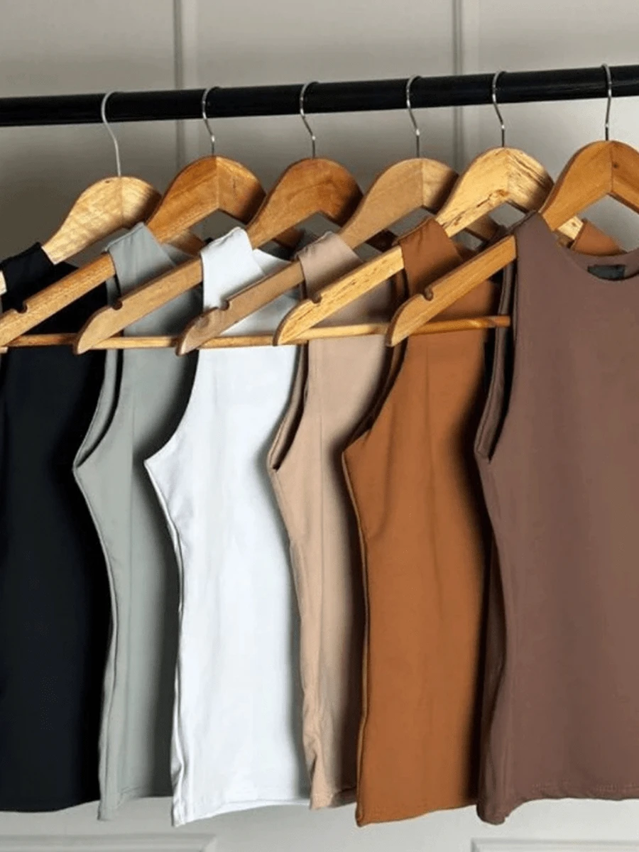 Eatifa Women's Tank Tops Blouse Microfiber Polyamide Double Basic Elegant Fashion Blogger - 裸體 - 查看 1