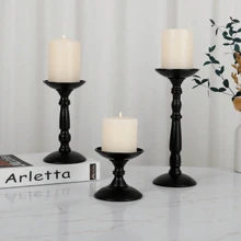 Portacandele vintage in ferro nero, supporto decorativo per candele, regalo romantico per matrimoni, decorazione con luce di candela per tavolo da pranzo