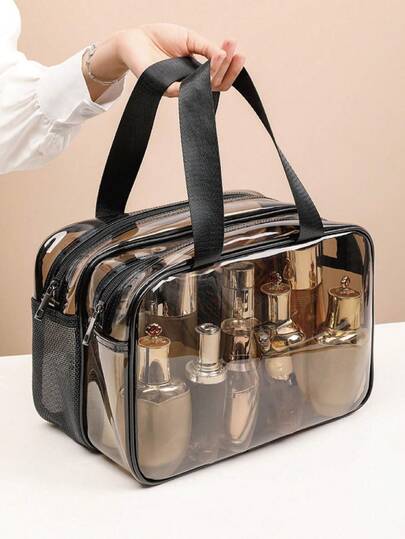 1PC Storage Bag Makeup Travel Bag Make Up Brush Bag Toiletry Bag Transparent Makeup Bag Made Of PVC Material, Hand-Held Toiletry Bag, Cosmetic Storage Bag, Beach Bag, Essential For Traveling Bag Room Decors, Makeup Bag, Organizer, Storage, Makeup Bags, Toiletry Bag, Desk Organiser, Make Up Bags, Makeup Bag, Make Up Pouch, Makeup Bag, Cosmetic Bag, Large Makeup Bag, Christmas Gifts, Pouch, Travel, Pouch, Clutch / Small Handbag, Makeup Organizer, Pouch, Brush Holder, Mini Pouch, Large Capacity Pouch,Gifts For Women,Christmas Gifts,Gift Ideas For Women