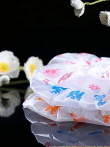 5pcs/4pcs/3pcs/2pcs/1pc Random Color Waterproof Shower Cap, Bath Cap, Printed Bathtub Cap, Dust-Proof And Waterproof Head Cover, Thickened Hat, Reusable Dust-Proof Cover, Home & Travel Portable Bath Cap, Thickened Women Ha
