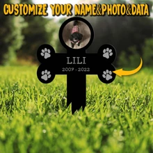 1pc Custom Photo Pet Memorial Plaque, Stake Acrylic Bone Shape With Photo, Dog Grave Marker, Pet Loss Gift, Dog Paw Prints Memorial Gift, Remembrance Gift