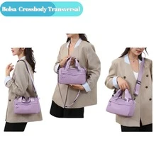 Women's Crossbody Bag Small Waterproof Fabric Toiletry Bag - Xám - Xem 5