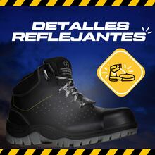 Bota Industrial Dieléctrica 965 – Unisex, Cómoda y Segura, con Casco de Policarbonato, Plantilla Anti-Fatiga y Suela Antiderrapante | Diseñada para entornos industriales y jornadas largas, esta bota dieléctrica ofrece protección y confort sin comprometer el estilo. Cuenta con casco de policarbonato que brinda seguridad impactos, plantilla anti-fatiga que reduce el cansancio y suela antiderrapante ideal para superficies resbalosas. Su diseño unisex y los detalles reflejantes mejoran la visibilidad y la funcionalidad. Confeccionada con materiales duraderos, es la opción perfecta para quienes buscan rendimiento, comodidad y seguridad en el día a día laboral. - Negro - Ver 6