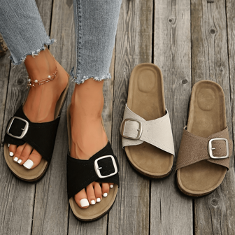Women's Casual Fashion Slipper Sandals, Open Toe Strap, Comfortable Outdoor Summer Shoes, Simple Minimalist Versatile Beach Slide Sandals