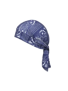 1pc Unisex Paisley Pattern Pirate Hat With Elastic Band Back, Flexible Fabric Material For Casual Wear