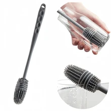 2 Stück Silikonflaschen-Reinigungsbürsten mit langen Griffen, multifunktionale flexible Flaschenbürste geeignet für Glas-/Plastikflaschen