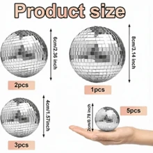 Morofme 11pcs Mirror Disco Ball Silver Hanging Disco Lights Mirror Ball Disco Ball Centerpiece Decor, Suitable For Disco Birthday Party, 70s Retro Theme Party, Stage Props - Silver Gray - View 2