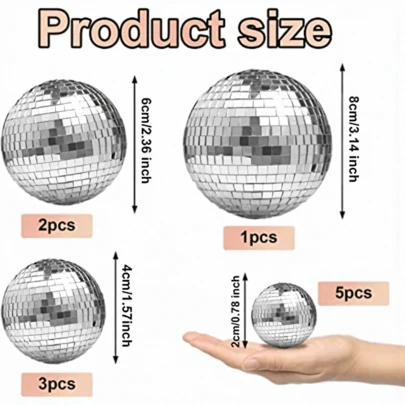 Morofme Mirror Disco Ball 11pcs Silver Hanging Disco Light Mirror BallDisco Ball Centerpiece Decor For Disco Birthday 70s Theme Retro Party Supplies Stage Props