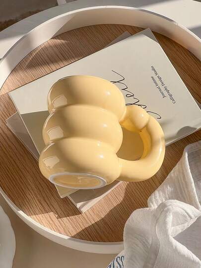 Cabin Kangaroo 1 pieza Taza cerámica, estilo Ins color amarillo y morado, taza estética para latte, taza para avena, té, taza práctica para desayuno, leche, agua diaria, jugo, regalo festivo, regalo para amigos, novio/novia, familia