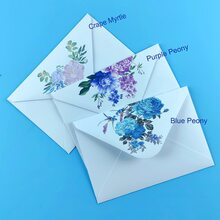10 件优雅简约清新大花白色信封和信纸，带有牡丹和紫薇花朵图案，高端卡片、明信片、邀请函