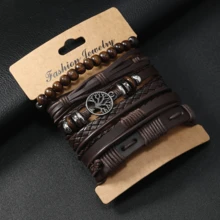 Men's Bracelet Set, Suitable For Daily Wear - Black - View 5