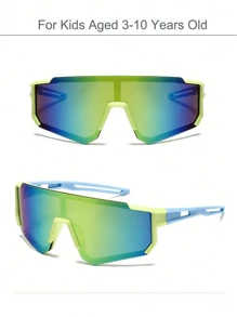 1 pieza Gafas de ciclismo coloridas para niños de 3 a 10 años, gafas deportivas para exteriores con marcos grandes de colores - regalo perfecto para niños
