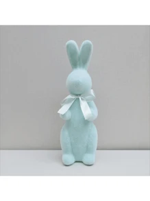 1 pieza Conejo de pascua realista de peluche corto con musgo para decoración de escritorio