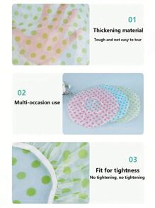5pcs/4pcs/3pcs/2pcs/1pc Random Color Waterproof Shower Cap, Bath Cap, Printed Bathtub Cap, Dust-Proof And Waterproof Head Cover, Thickened Hat, Reusable Dust-Proof Cover, Home & Travel Portable Bath Cap, Thickened Women Ha