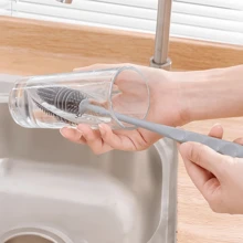 2 Stück Silikonflaschen-Reinigungsbürsten mit langen Griffen, multifunktionale flexible Flaschenbürste geeignet für Glas-/Plastikflaschen