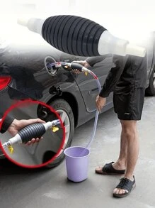 1 Set High Flow Manual Fuel Transfer Pump - Gasoline, Oil And Water Transfer Manual Siphon Hose - PVC, Standard US Thread, Fuel Transfer Tool|Transparent Design|Sturdy Structure For Transferring Gasoline, Petrol, And Liquid Water