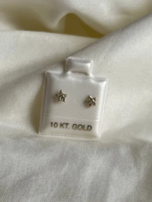 10k Gold Mini Star Stud With Stones. - Gold - View 4