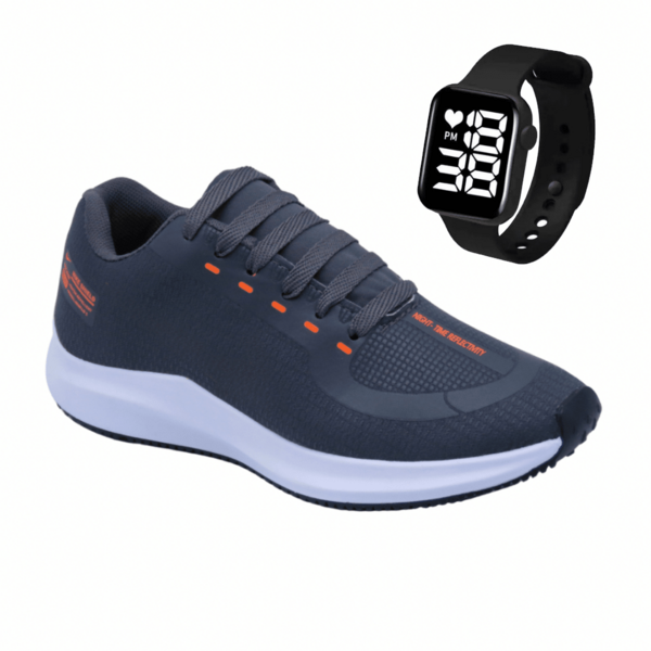 tenis masculino de corrida leve e confortavel para academia e dia a dia + relogio smartwatch