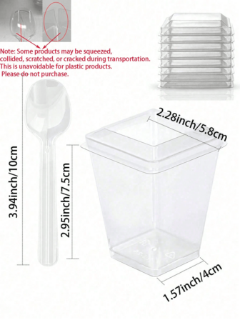 60 יחידות/20 סטים 5 אוז כוסות קינוח מפלסטיק עם מכסים, כוס יוגורט פרפה/מתאבן עם מכסים למסיבה, כוסות מיני קינוח עם כפיות כוסות ירי לקינוח לפודינג, פירות וגלידה, ציוד לחתונה