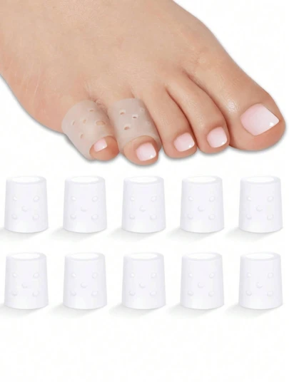 2/4/6/8/10 件硅胶趾套 - 透气穿孔趾套，适合跑步、远足、滑冰和跳舞 - 柔软弹性手洗设计趾套，白色，手指趾保护器，趾分离器，适合运动和日常使用，送给父母的礼物