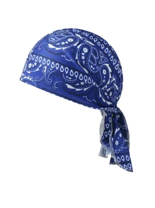 1pc Unisex Paisley Pattern Pirate Hat With Elastic Band Back, Flexible Fabric Material For Casual Wear