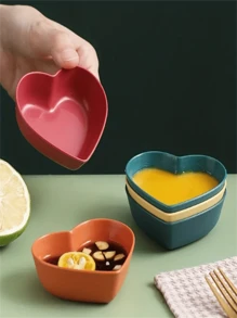 10pcs Sauce Dishes, Mini Heart-Shaped Dinnerware, Small Dishes And Bowls, Dipping Sauce Plates, Condiment Mustard Bowls, Kitchen Supplies,School Supplies