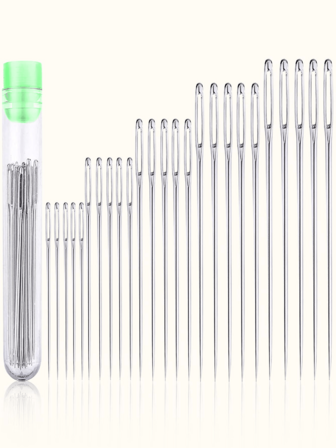 25pcs Large Eye Embroidery Needles Set With Wide Hole Chenille Needles For Sewing Clothes, Quilts, With Needle Tube