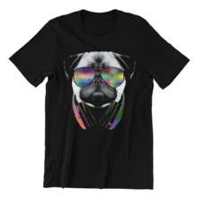 Playera Pug Audífonos Perrito Animales Dama - Negro - Ver 3