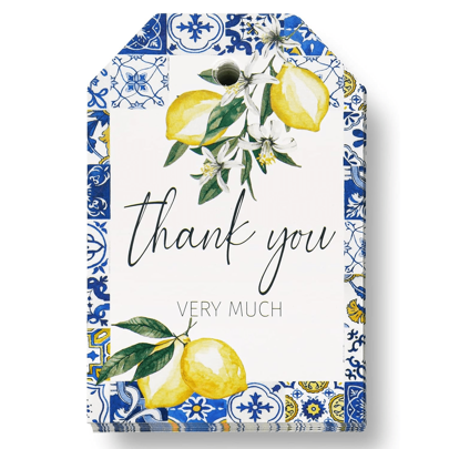 50Pcs/30Pcs Lemon Thank You Favor Tags Vintage Lemon Craft Hanging Tags With Rope For Wedding Shower Birthday Day Holiday Party Gift Supplies