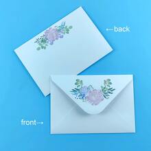 10 件优雅简约清新大花白色信封和信纸，带有牡丹和紫薇花朵图案，高端卡片、明信片、邀请函