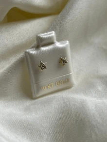 10k Gold Mini Star Stud With Stones. - Gold - View 2