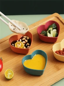 10pcs Sauce Dishes, Mini Heart-Shaped Dinnerware, Small Dishes And Bowls, Dipping Sauce Plates, Condiment Mustard Bowls, Kitchen Supplies,School Supplies